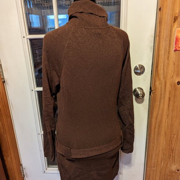 Sweater INC tunic brown w/sparkles size large - Picture 2 of 3